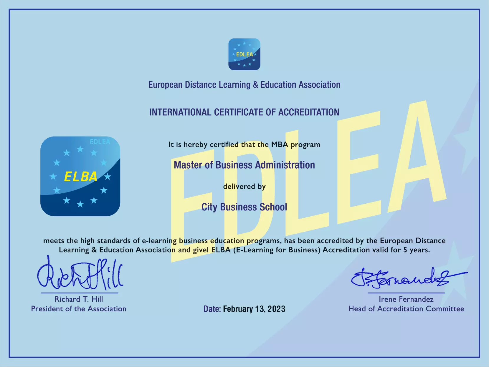 EDLEA Master of Business Administration