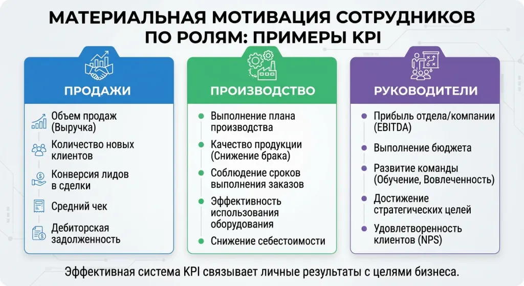 Материальная мотивация сотрудников примеры KPI